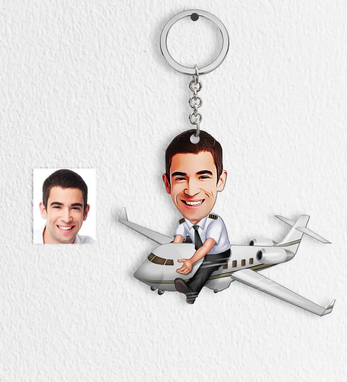 

Персональный мистер капитан пилот мультфильм Keychain-1