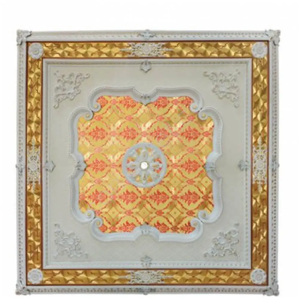 

DECOGOLD Decorative Square Design White&Golden Colored Ceiling Medallion 120x120cm