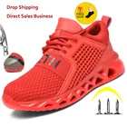 Мужская Уличная дышащая сетчатая защитная обувь со стальным носком, защита от ударов светильник непробиваемые удобные рабочие ботинки, защитные ботинки