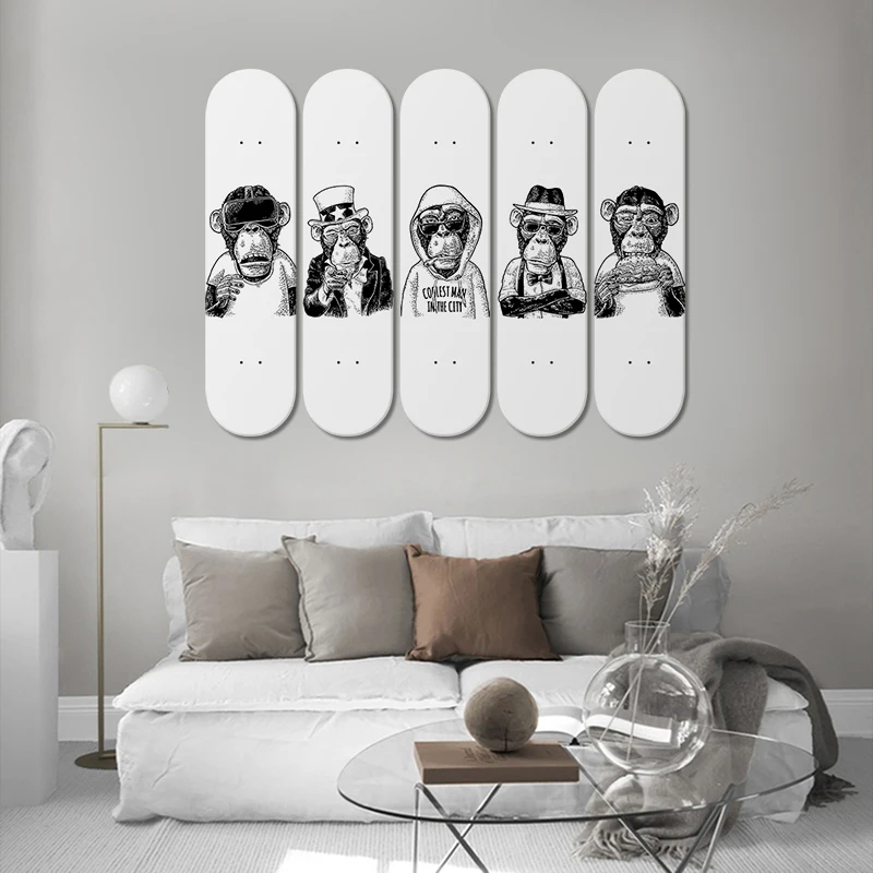 Skateboard Decks Wall Art Gorilla Creative Decorative Skate Board Unique Wall Hanging for Teen Room Decoration Best Gifts