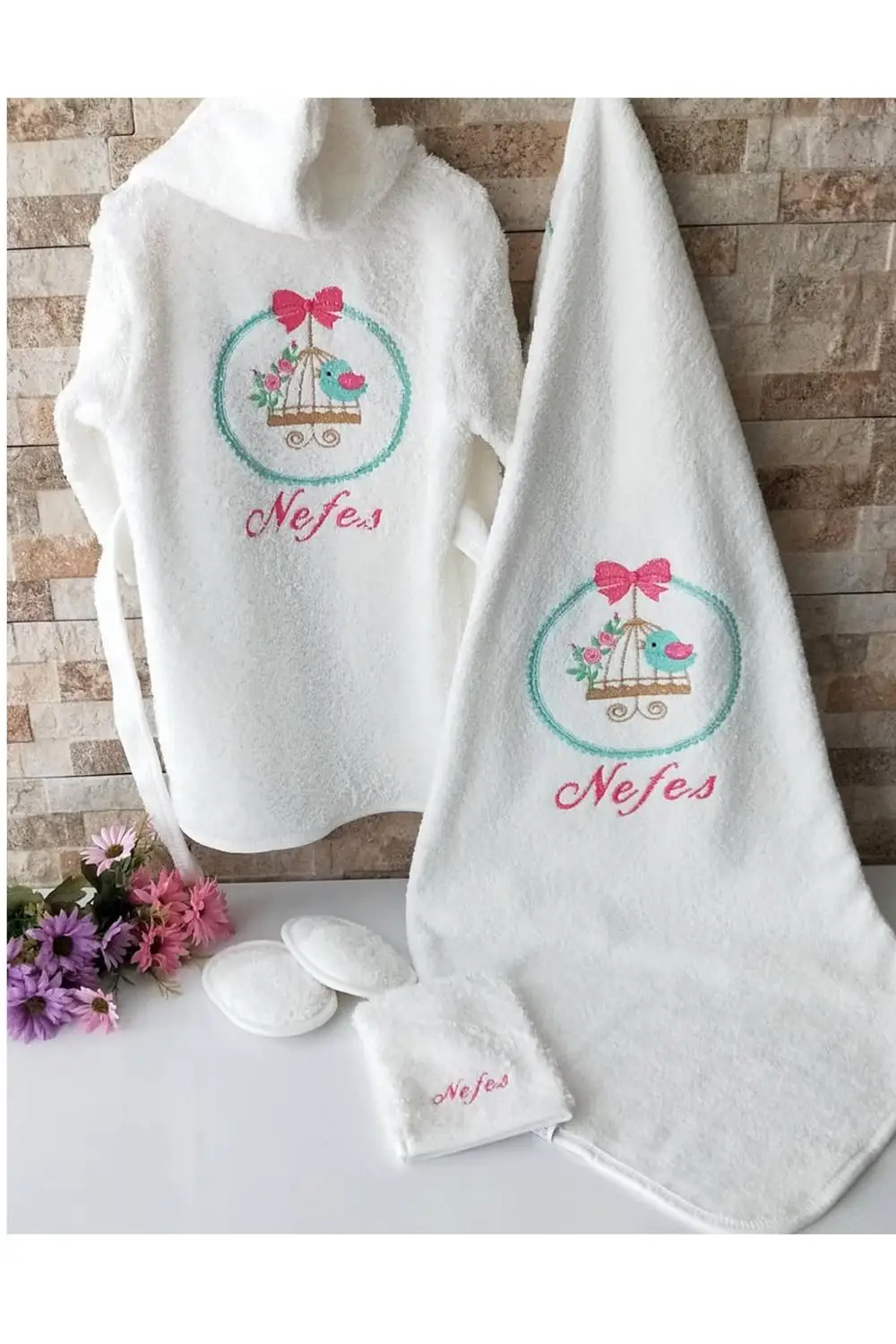

Jaju Baby Birdcage and Name Engraved Bathrobe SET