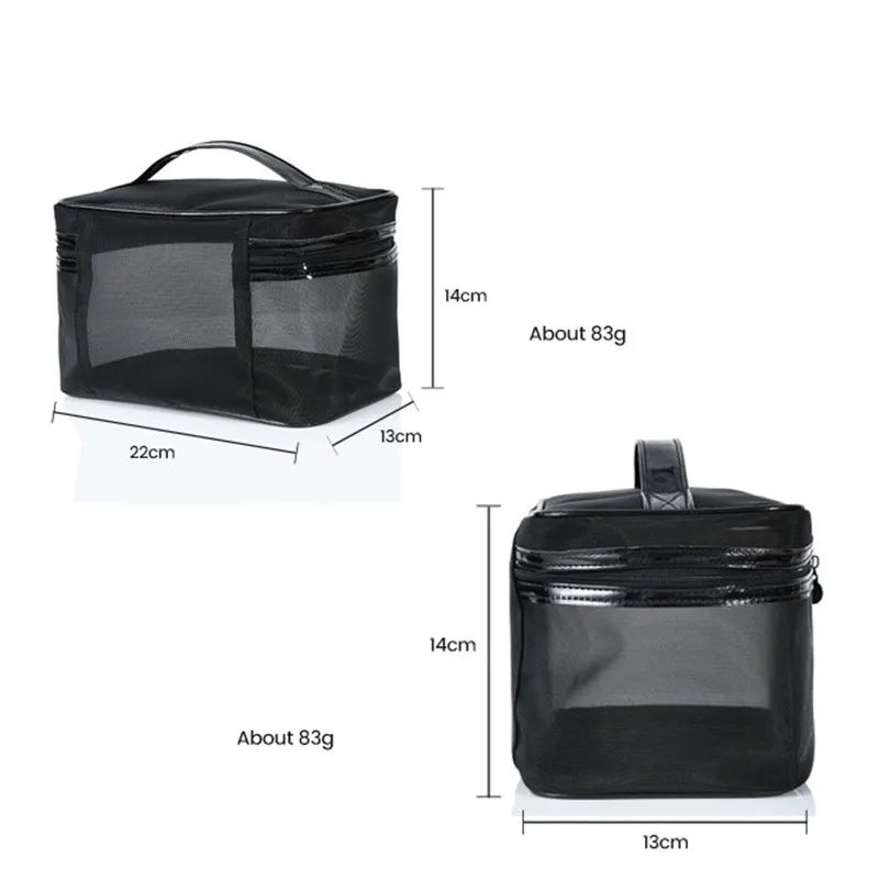 

1PCS Women Men Necessary Portable Cosmetic Bag Transparent Travel Organizer Fashion Large Black Toiletry Bags Makeup Pouch