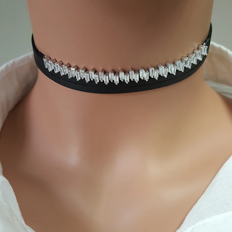 comprar Gargantilha Feminina Colar Strass Jóias 925 Prata Esterlina Feita Na Turquia