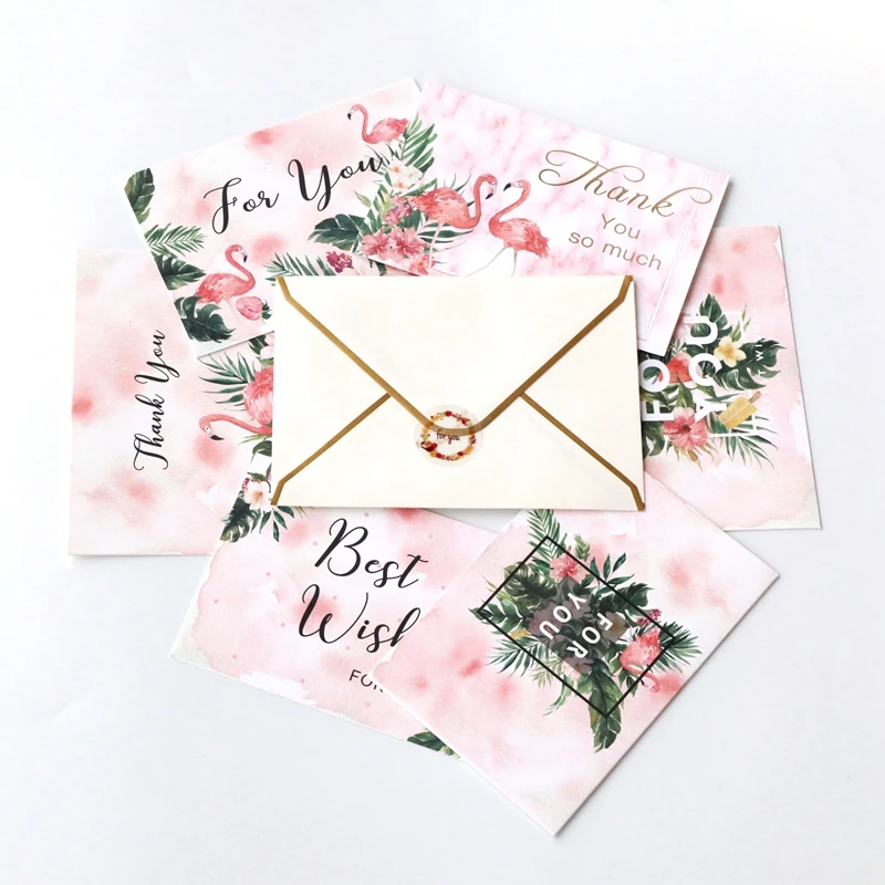6 открыток с конвертами Фламинго поздравительная открытка на день рождения
