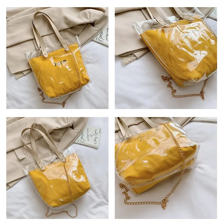 NoEnName модная женская прозрачная сумка-тоут из ПВХ на молнии 4 цвета сумка плечо