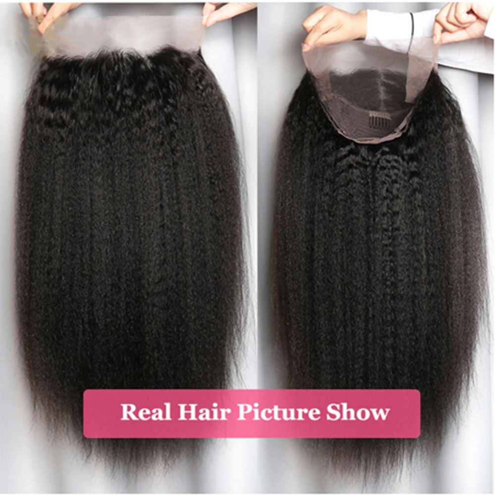 

Baicheng Kinky Straight Middle Part Lace Wig Straight Lace Part Wig 13*1 Remy Brazilian Yaki Human Hair Wig Pre Plucked