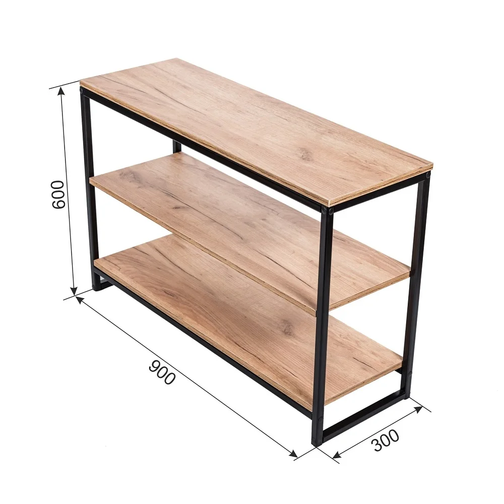Этажерка приставная WOOD&ampSTEEL в стиле лофт 3 яруса 90x30х60 см | Console Tables