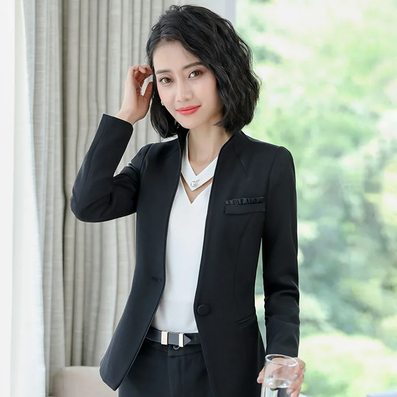 2018 Модный женский костюм Блейзер с длинным рукавом + элегантные брюки из 2