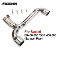 mid pipe for suzuki gsr400 600 bk400 600 exhaust pipe motorcycle dual outlet mid connect link tube slip 51mm stainless steel