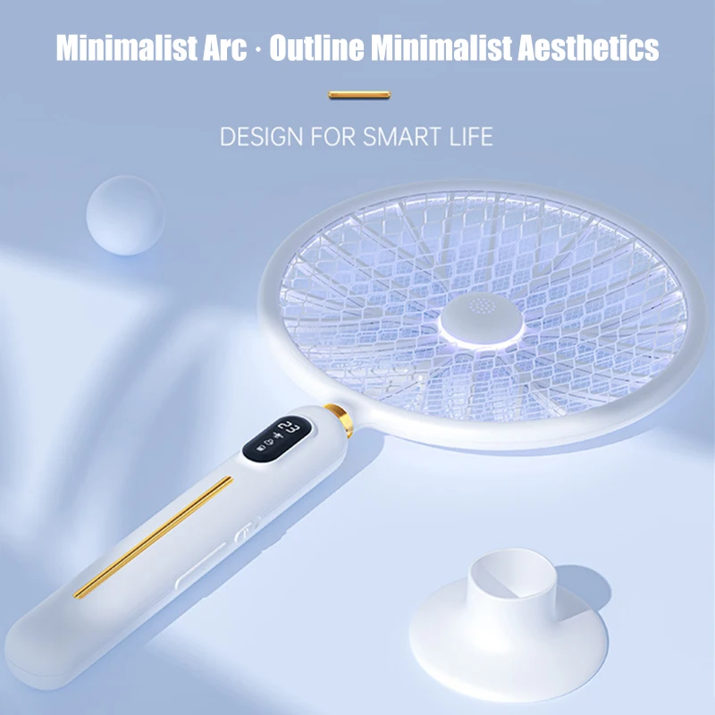 Matamosquitos el&eacute;ctrico inteligente 6 en 1, pantalla LED, 3000V, fuerte voltaje, mata insectos, inducci&oacute;n del cuerpo humano, sin radiaci&oacute;n, con ventilador-1