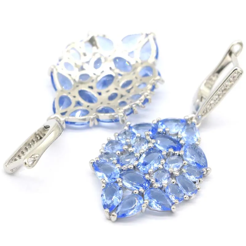 Элегантные серебряные женские свадебные серьги 46x21 мм из лондонского