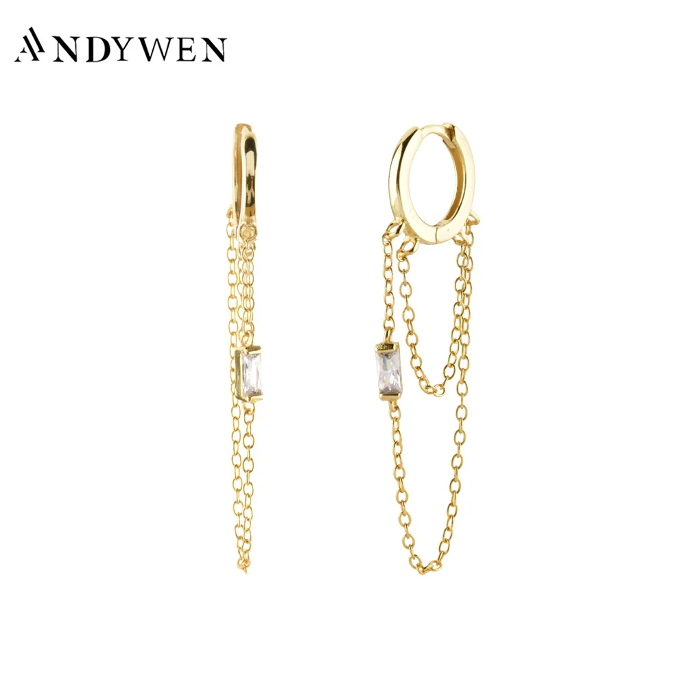 Серьги-кольца ANDYWEN из стерлингового серебра 925 пробы золотого цвета простая