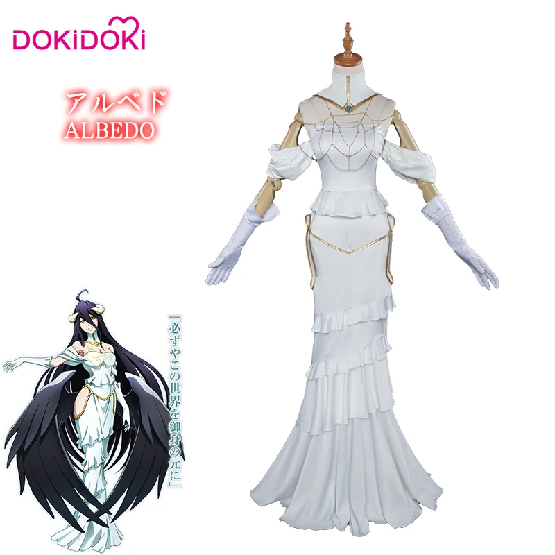 DokiDoki Аниме Косплей Overlord Albedo Персонаж женский костюм на Хеллоуин белое платье| |