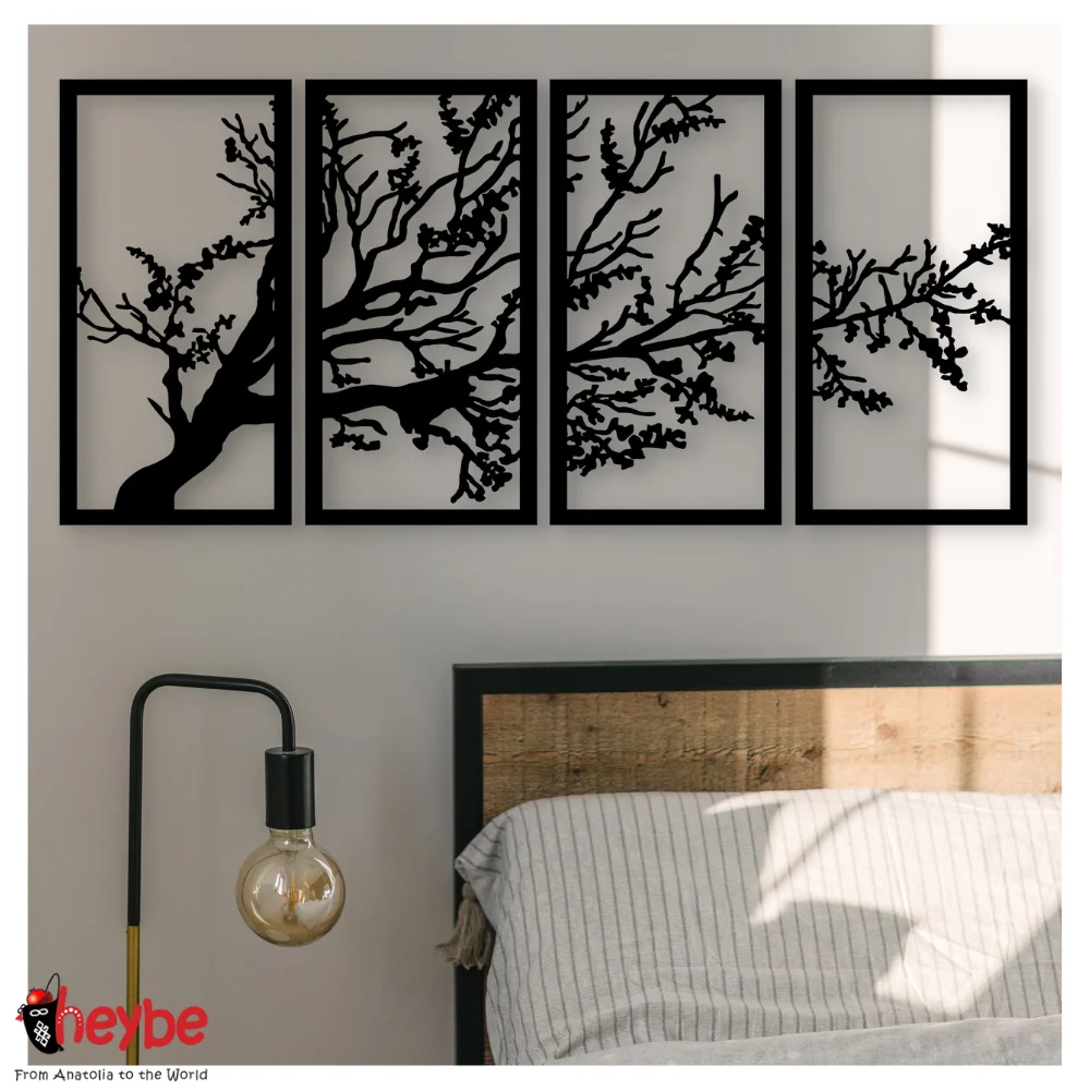 Деревянный набор из 4 деревьев Настенный декор Качественные идеи подарков