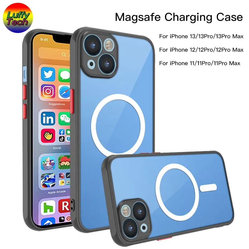 

Magnetic Charging Case For iPhone 13Pro Max 12Pro 11Pro TPU Acrylic Mobile Phone Magsafe Charger Cover For Apple iPhon 13 Pro