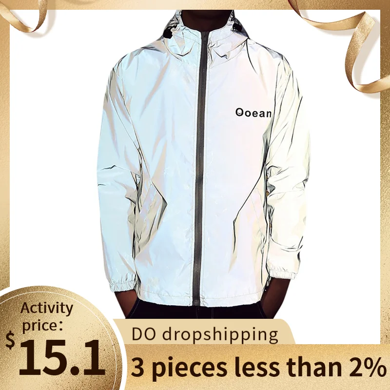 Новая Светоотражающая куртка мужская стильная Водонепроницаемая светящаяся с