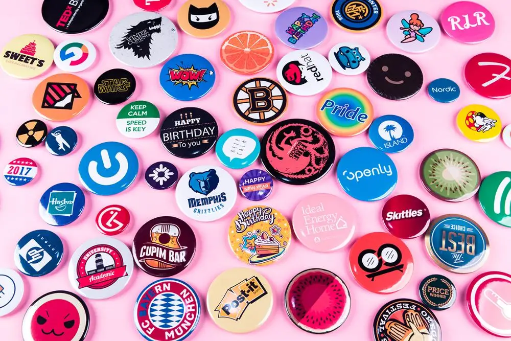 Нет MOQ пользовательские кнопки значки булавки Обратные принадлежности для сумки