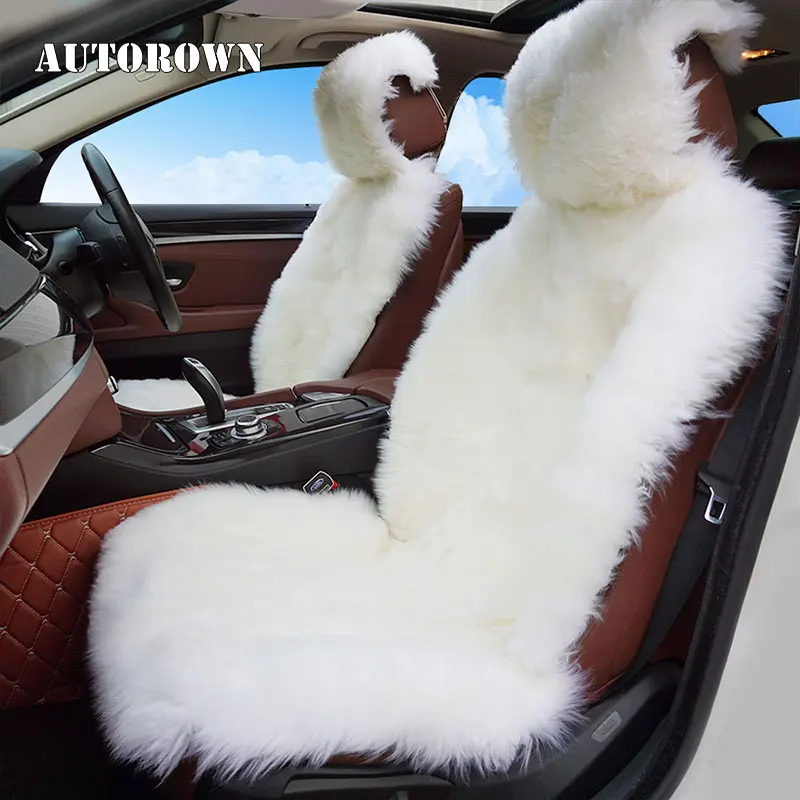 AUTOROWN Меховая накидка из Австралийской овчины Универсальный размер Накидка на автомобильное сиденье из овчины Длинный мех Осень-Зима Накидки сшиты из кусочков Цена указана за 1 штуку Высокое качество овчины