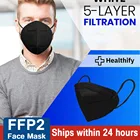5-слойная маска FFP2 для взрослых KN95, тканевая маска, маска, защитная маска для рта, фильтр KN95, респиратор, черная маска KN95