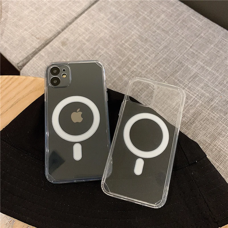 Прозрачный Магнитный чехол Magsafe совместимый с iPhone 12 Mini 12/12 Pro Max | Мобильные