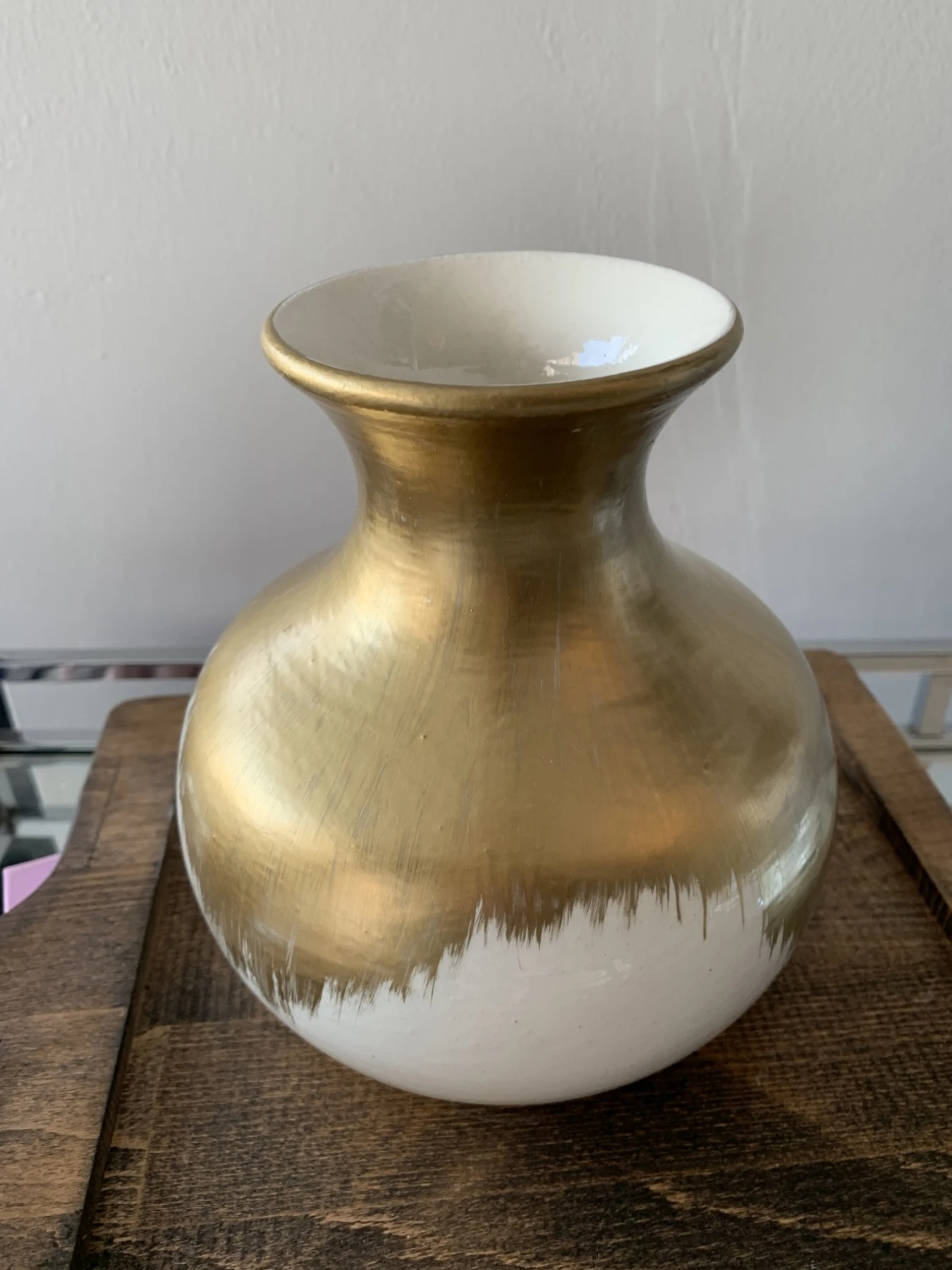 

Gold and White Hand Made Ceramic Vase