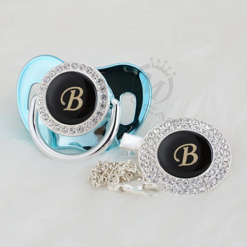 MIYOCAR имя инициалы Письмо B bling белая соска и пустышка Клип цепь набор красивый d0esign