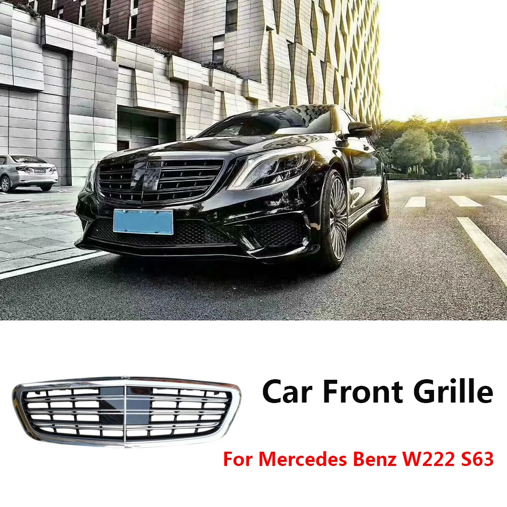 

Car Front Grille Mesh Cover For Mercedes Benz W222 S63 2014-2021 S Class AMG Style ABS Auto Exterior Accessories Chrome