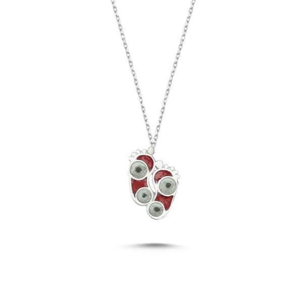 

Серебряное 925 пробы серебристое эмалированное Ожерелье «отпечаток лапы»