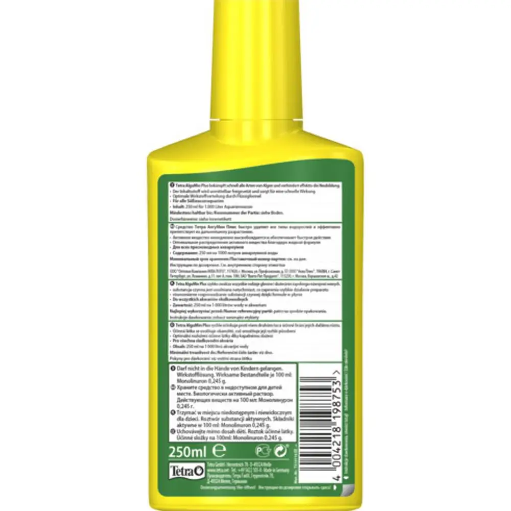 Means against algae in the aquarium Tetra algumin plus 250 ml water treatment system removes all types of fast action freshwater aquariums prevents