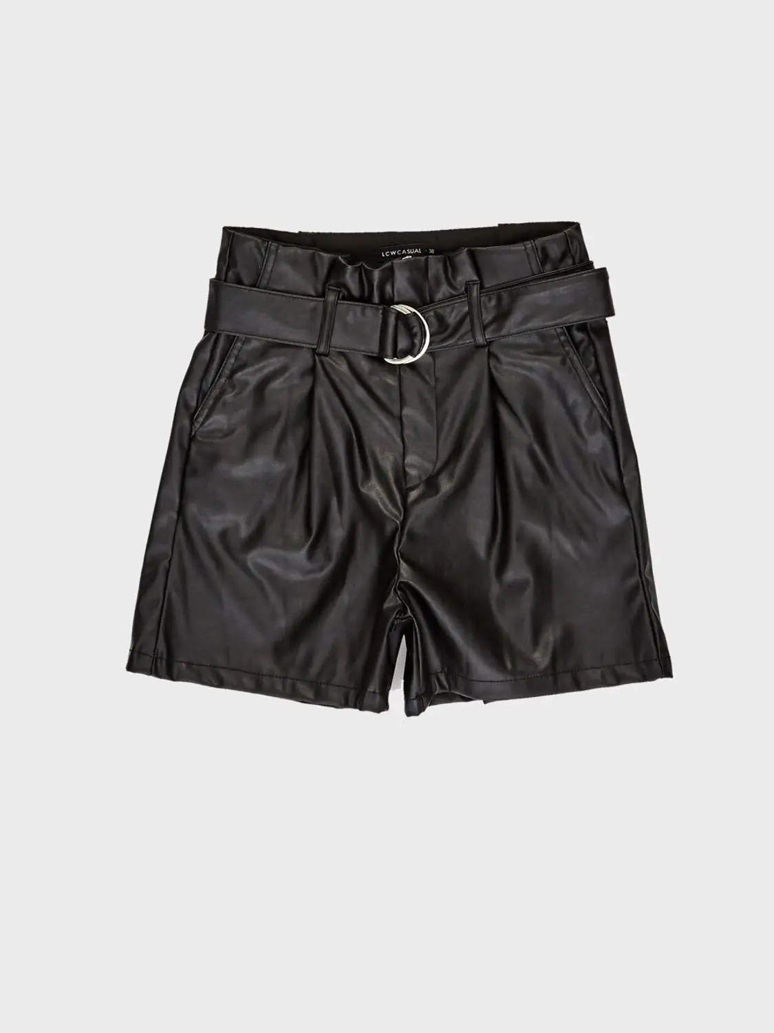

2021 Women Fashion High Waist Shorts Girls Elegant Leather Belted Bottoms Wide Legged Sexy Female Dress
