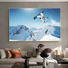 Современная спортивная печать на холсте для катания на лыжах, плакат и сноуборде, Снежная гора, летающая настенная декорация, искусство для комнаты