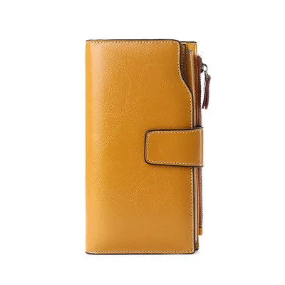 

High Capacity European Genuine Leather Wallet Female Coin Purse Women Clutch Clamp Money Bag Rfid Card Holders Handy purse