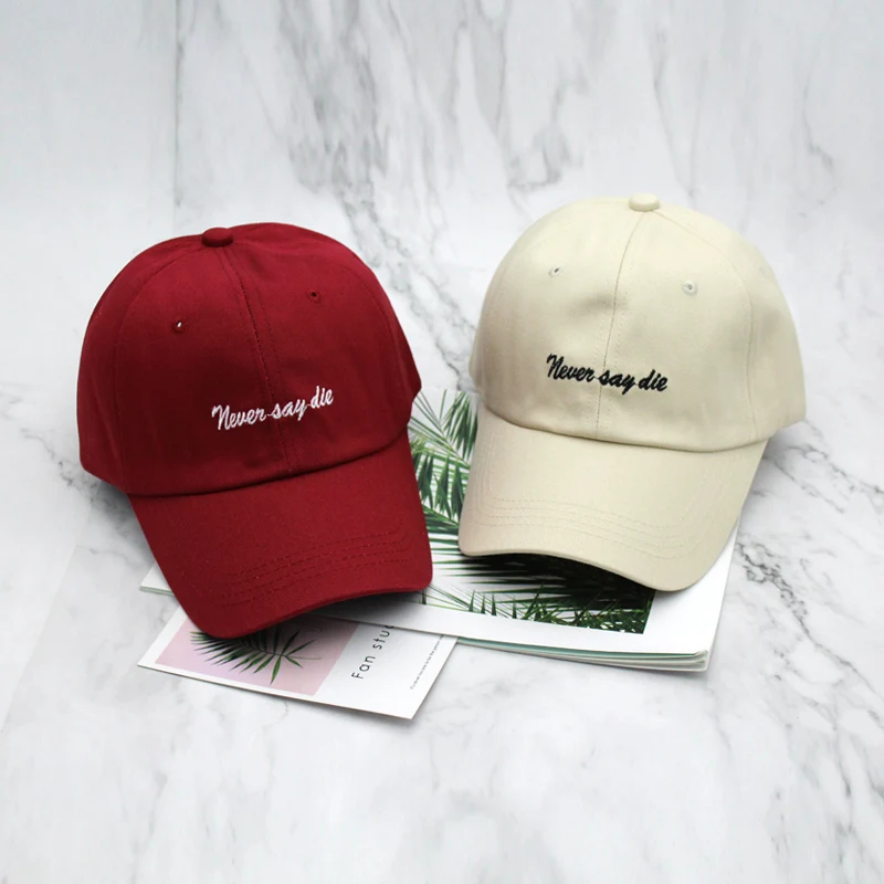 Новая хлопковая бейсболка с вышивкой Nevery Say Die Letters для женщин и мужчин Уличная