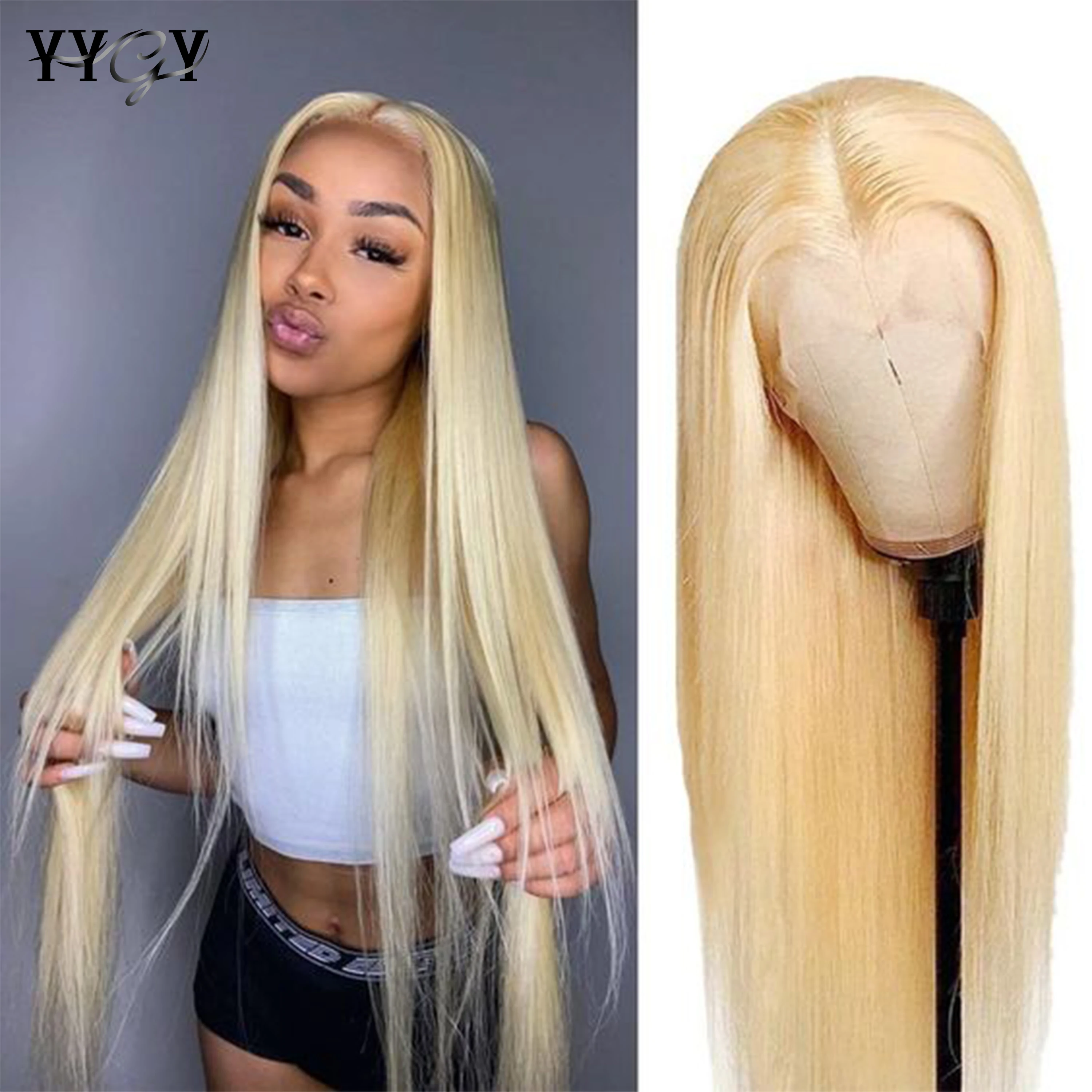 

Middle Part 613 Blonde Human Hair Lace Front Wig Brazilian Straight 13x1 Glueless Transparent Part Lace Wigs For Women Remy 150%