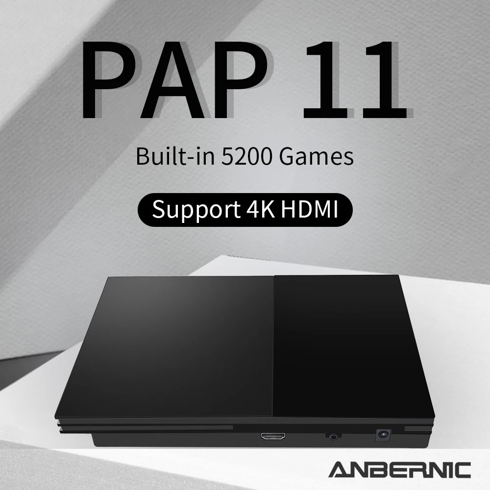 

Anbernic, новинка, семейные видеоигровые приставки PAP II с 5200 играми, Авангард для телевизора 4K, HD выход с 2 геймпадами, подарок для детей и взрослы...