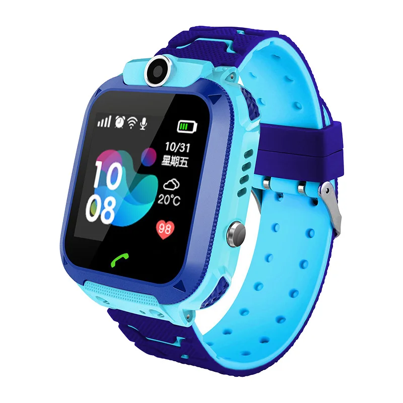 Blue Q12B Детские Смарт-часы телефон водонепроницаемый LBS Smartwatch дети позиционирование анти-потеря дистанционного вызова камеры 2G sim-карты для мальчиков и девочек - Цвет: Blue