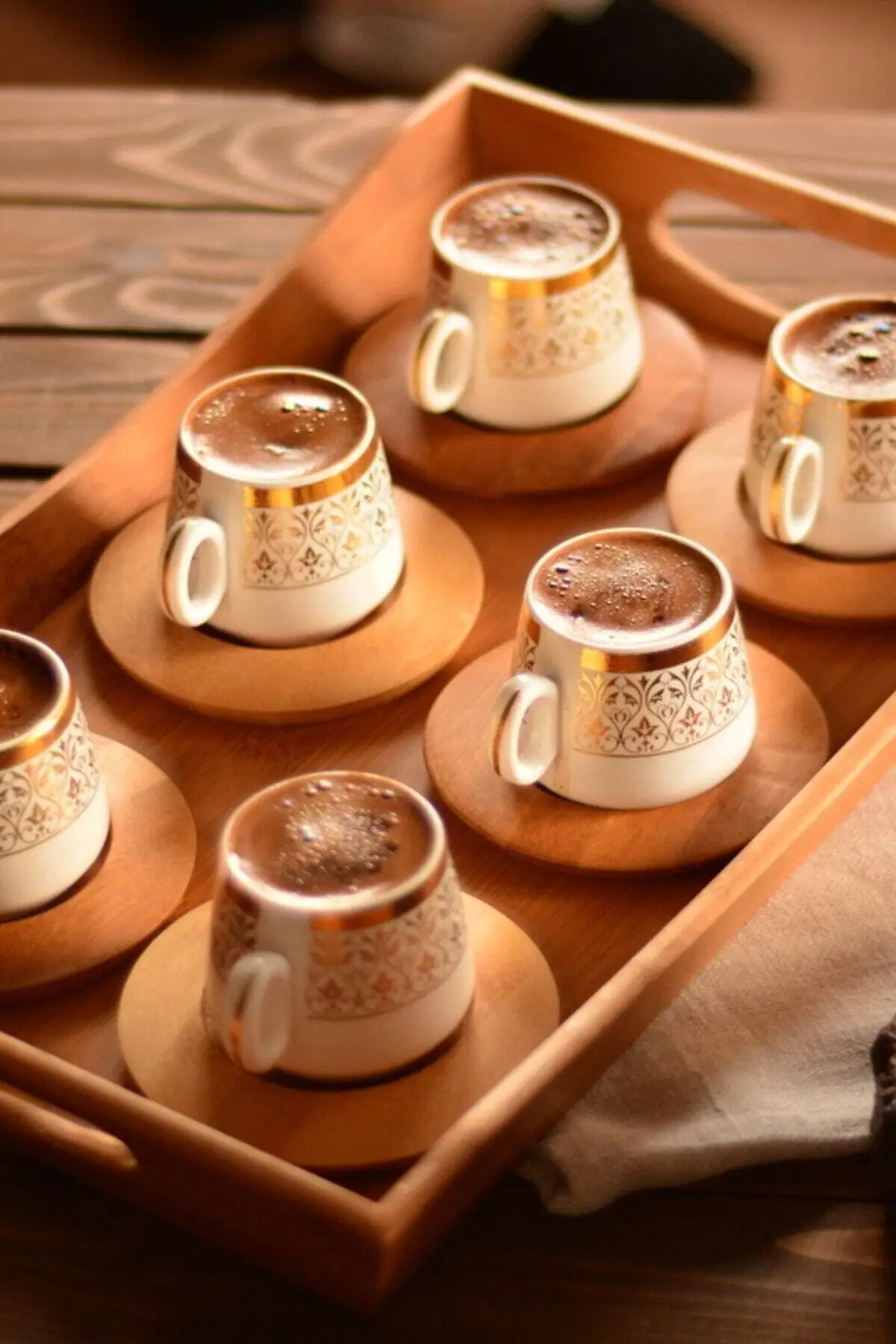 

Porcelain Coffee Cup Luxury Set Of 12 Quality Bamboo Saucer Holders Ottoman Motive Design Pattern Turkish Coffee Tea Cup Kitchen