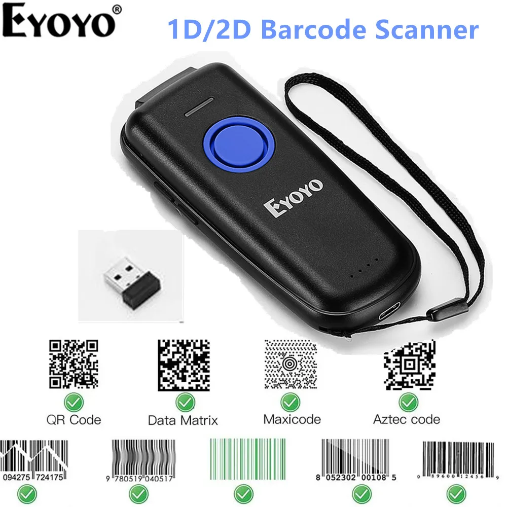 Портативный сканер штрих-кода Eyoyo Bluetooth USB 2 4 ГГц | Компьютеры и офис