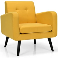 giantex mid century accent chair fabric arm chair single sofa wrubber wood legs hw66544ye