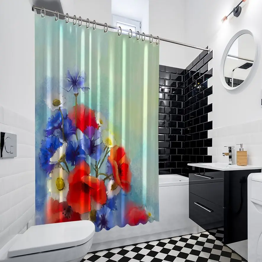 Занавеска для душа с цветами мака 65-73f ромашки весенний Цветочный сезон Природа