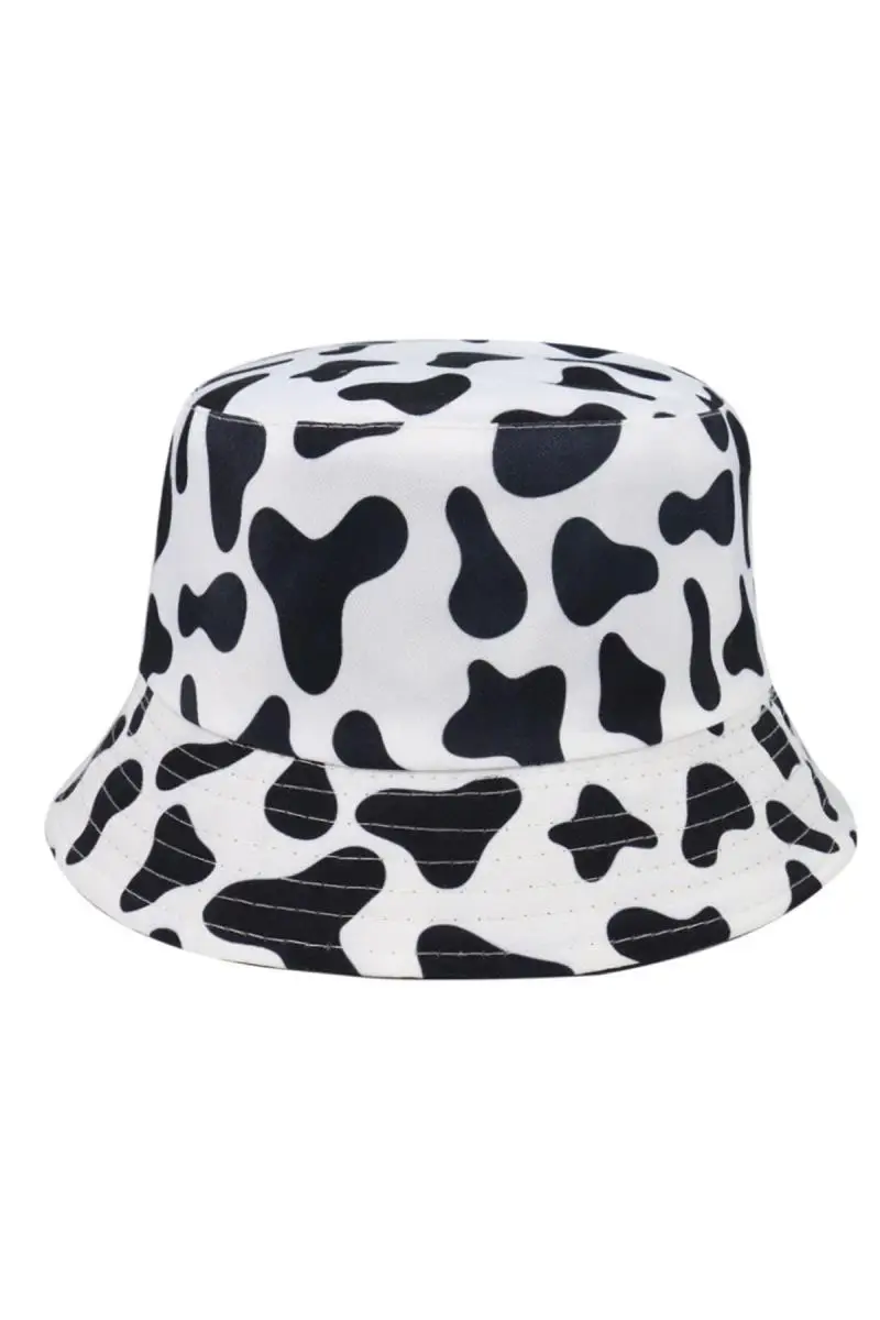 

2021 Fashion Cow Pattern Bucket Hat Print Set Panama Hat Cap Reversible Bucket Hat Summer Sun Hats Women