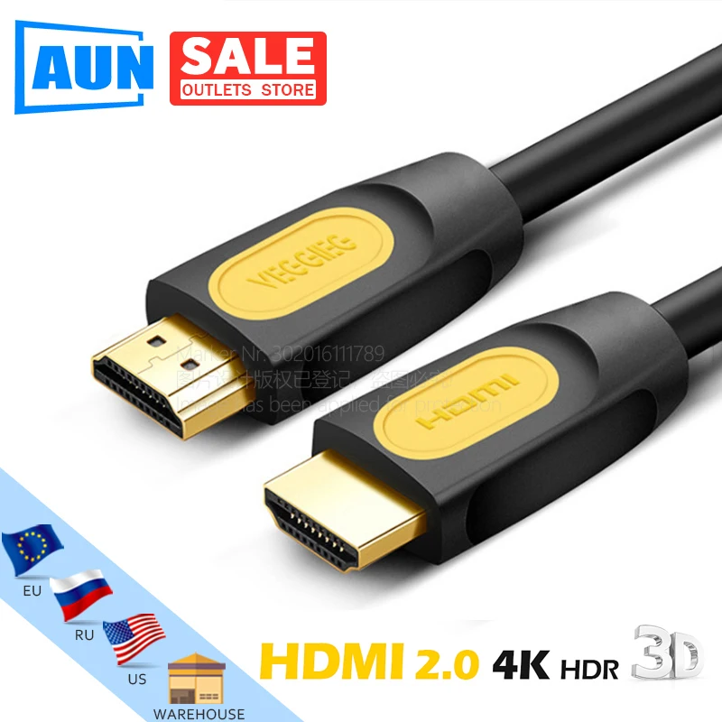 Аун Высокоскоростной HDMI Кабель обновление версии 2 0 поддержка 3D 2K 4K для ТВ HD