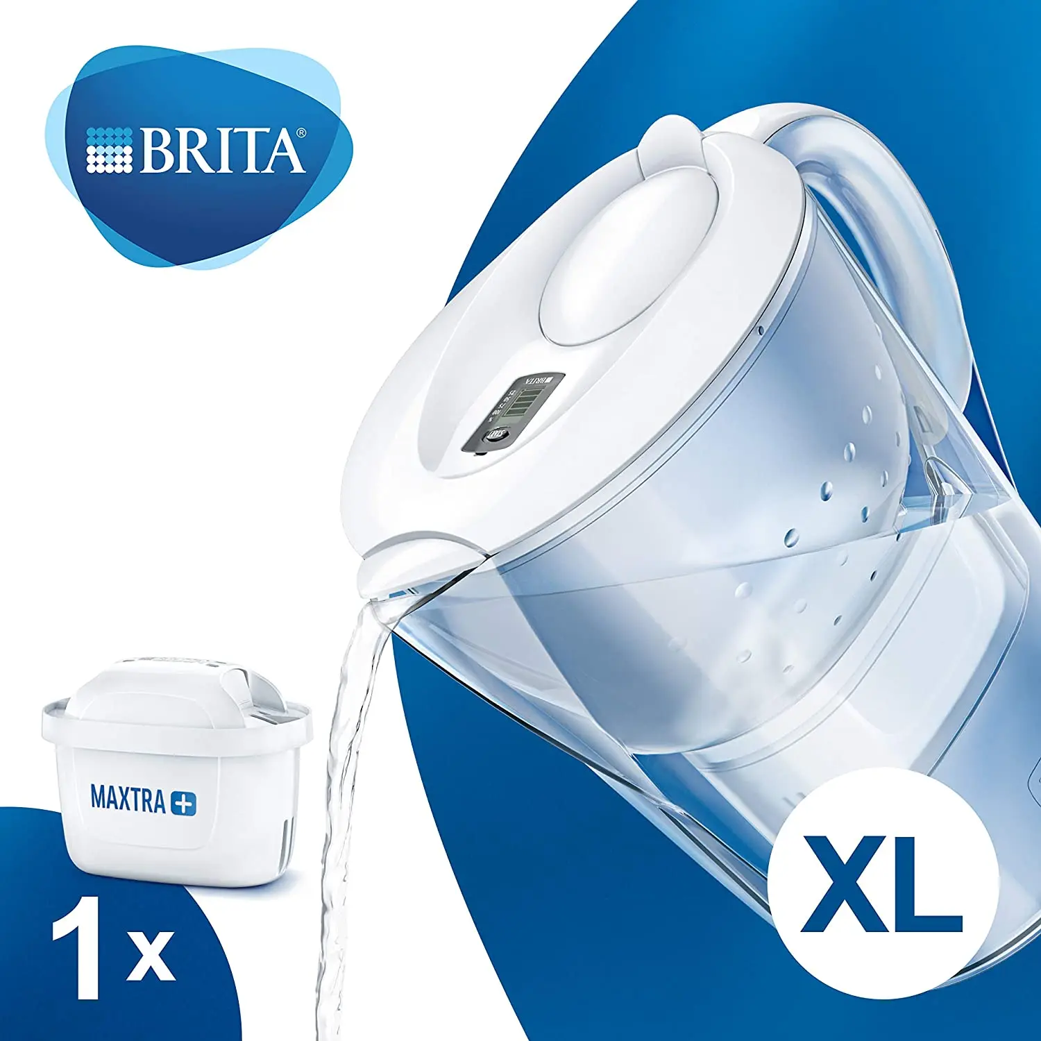 

BRITA Marella XL Water Filter Jug 3.5L, Includes 1 x MAXTRA+ filter cartridges White/Blue