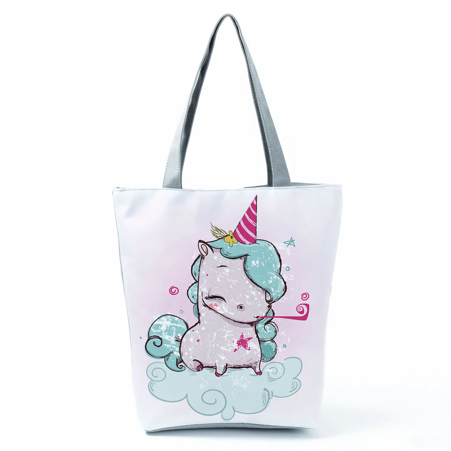 Comics Unicorn Cloud Printed Work Handbag For Women Office Foldable Kids Girls' School Bag Durable Totes Portable Casual Bags