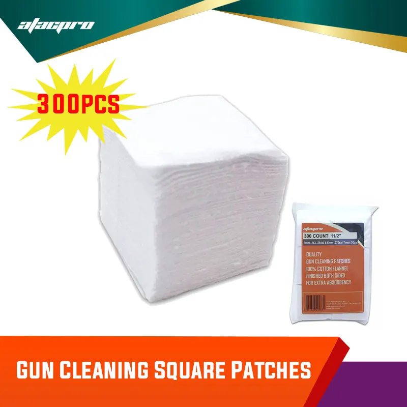 Atacpro 300 Pieces Gun Cleaning Cotton Square Patches 6mm .243 .25 .30Cal Rifle Pistol Shot Airsoft Cleaning Tool