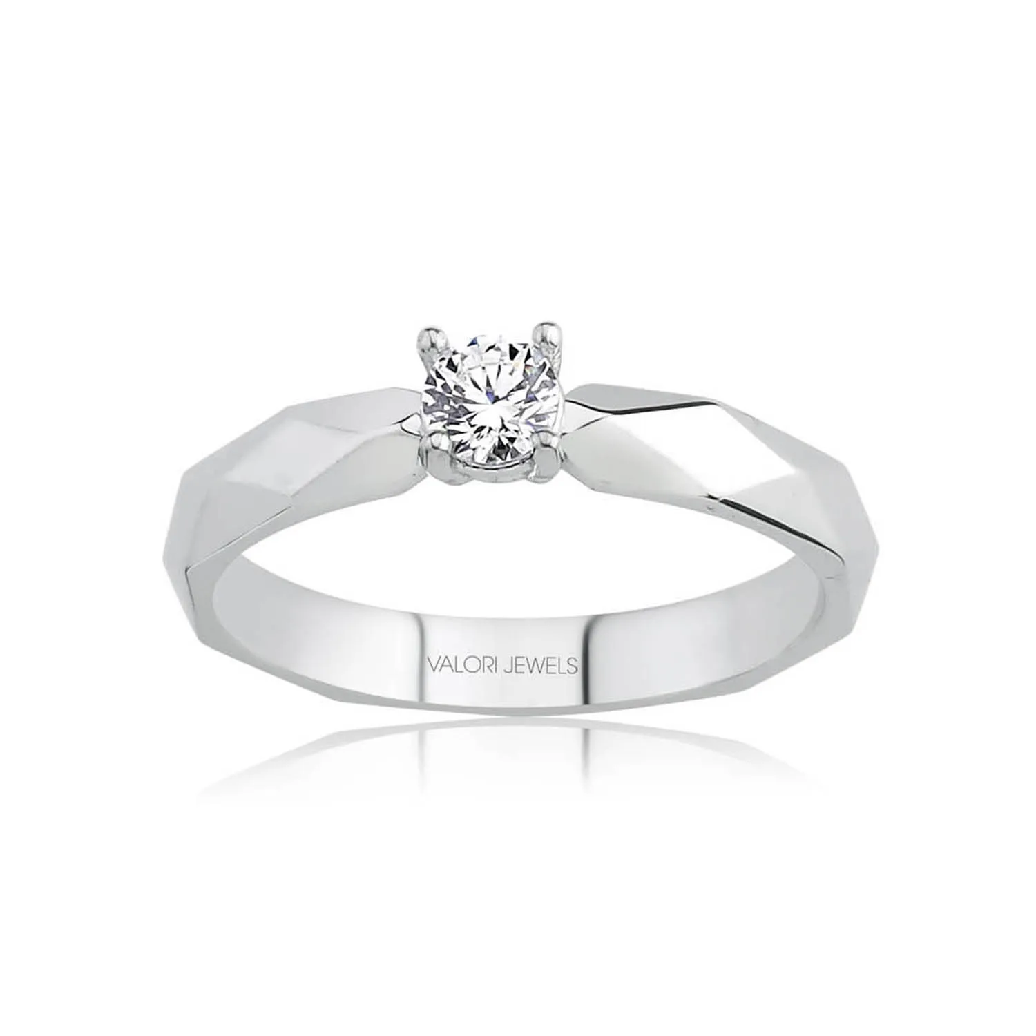 Кольцо солитер из серебра 0 25 пробы с цирконием и родиевым покрытием|Кольца| |