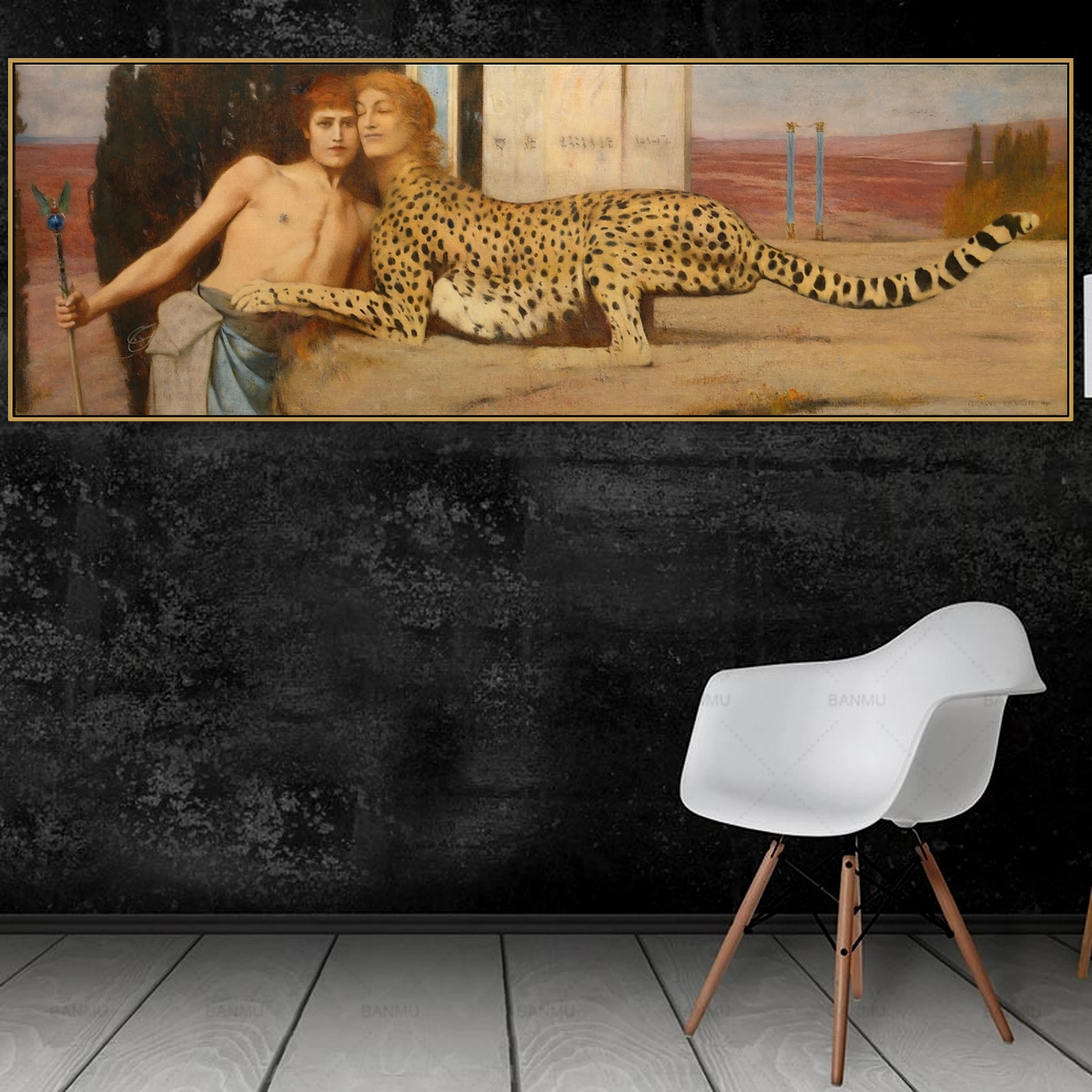 

Fernand Khnopff Old Famous Master Artist The Sphinx or The Caresses Canvas Painting Poster and Print for Room Decor Wall Art