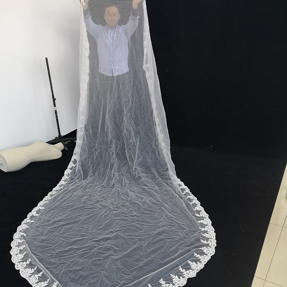 Дешевые реальные фотографии 3 5 м белая/слоновая кость свадебная вуаль