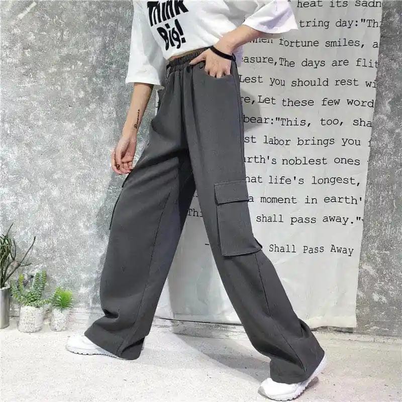 Женские брюки-карго NiceMix в Корейском стиле Модные свободные прямые широкие штаны