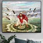 Современное Абстрактное Искусство Иисус поворачивающийся водой в вино Картина на холсте постеры и принты настенные картины для декора гостиной